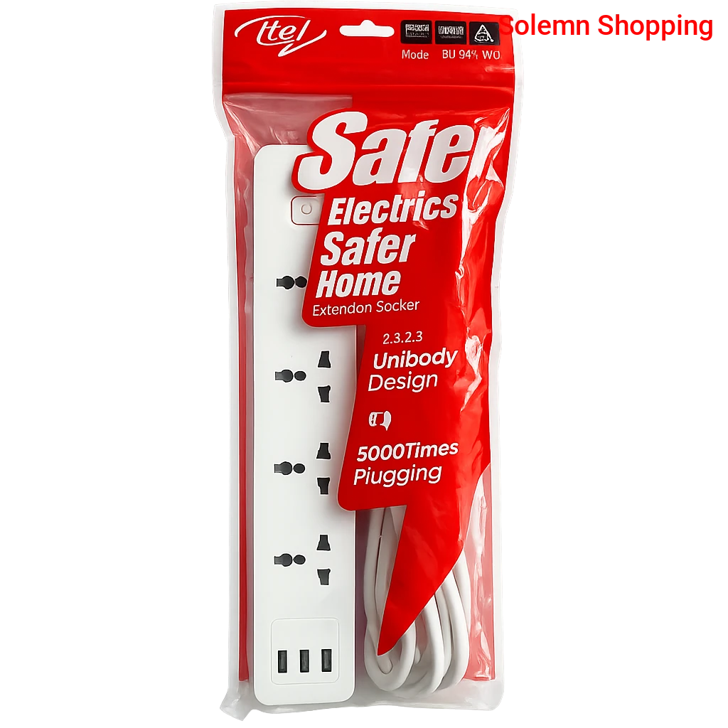 4 Sockets Port Extension with 3 USB Port