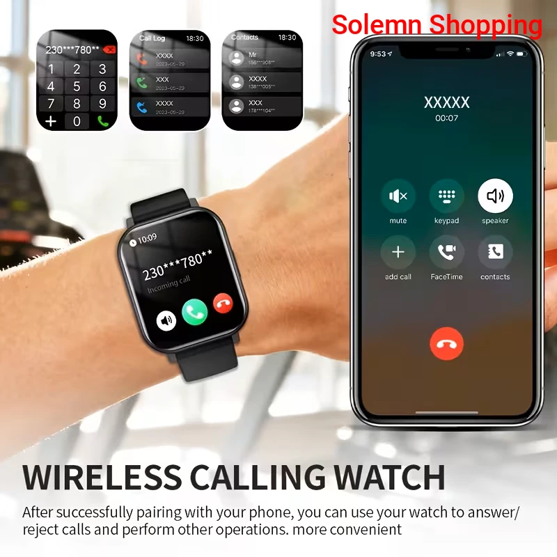 New Smart Watch Compatible with Iphone and Android, USB Charging, Silicone Strap, Smart Interconnection