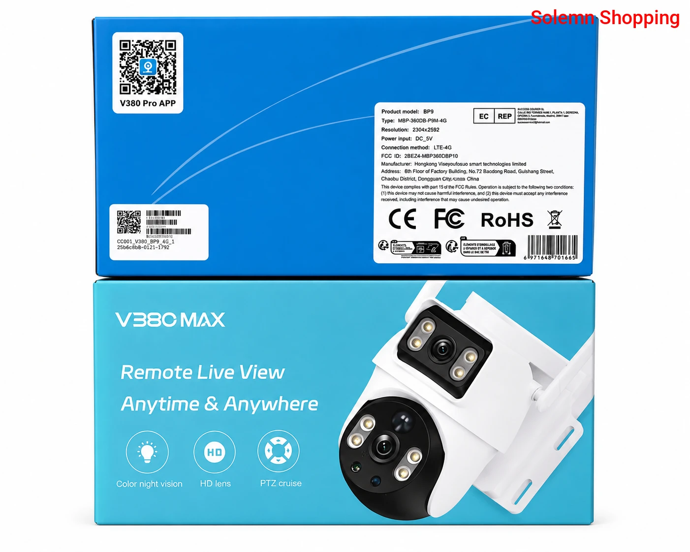 Surveillance CCTV Camera V380 Max 4G Dual Lens Solar PTZ  Outdoor Camera