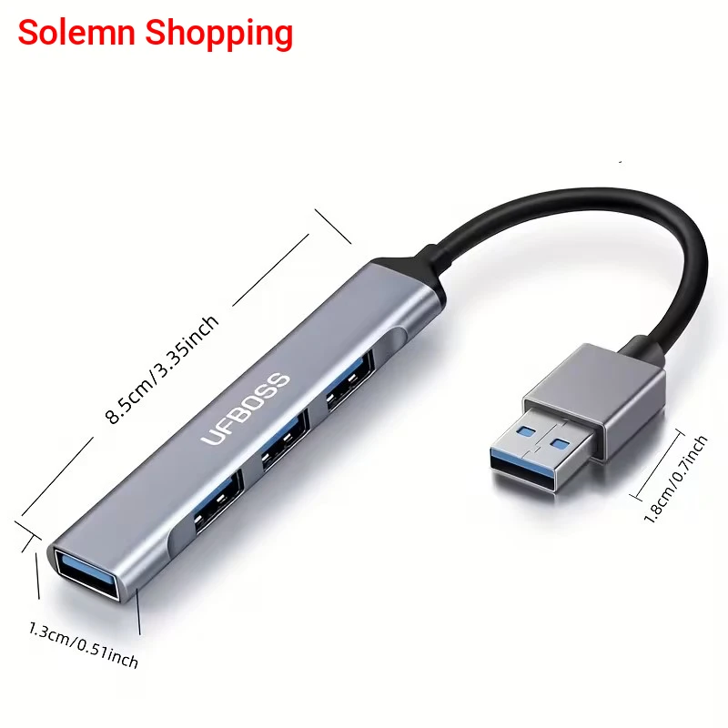 USB to 4-Port USB Hub, High-Speed USB 3.0 for Computers and Multi-Port USB Expander