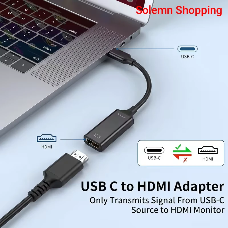Type C to HDMI Port (4K 30Hz) for Macbook Pro, Macbook Air, Ipad Pro, and More