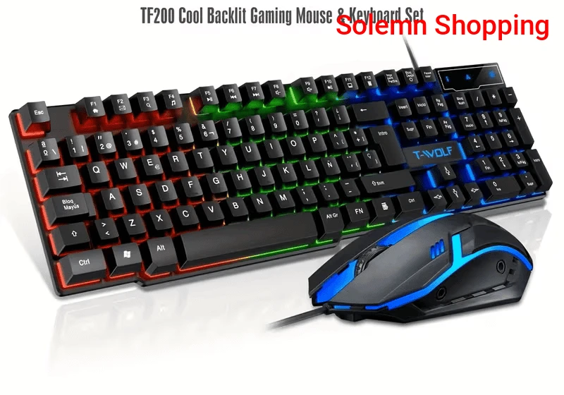 ROG Black Wired Gaming Keyboard and Mouse Set USB/Rainbow Backlit Keyboard and ROG Mouse for PC Laptop