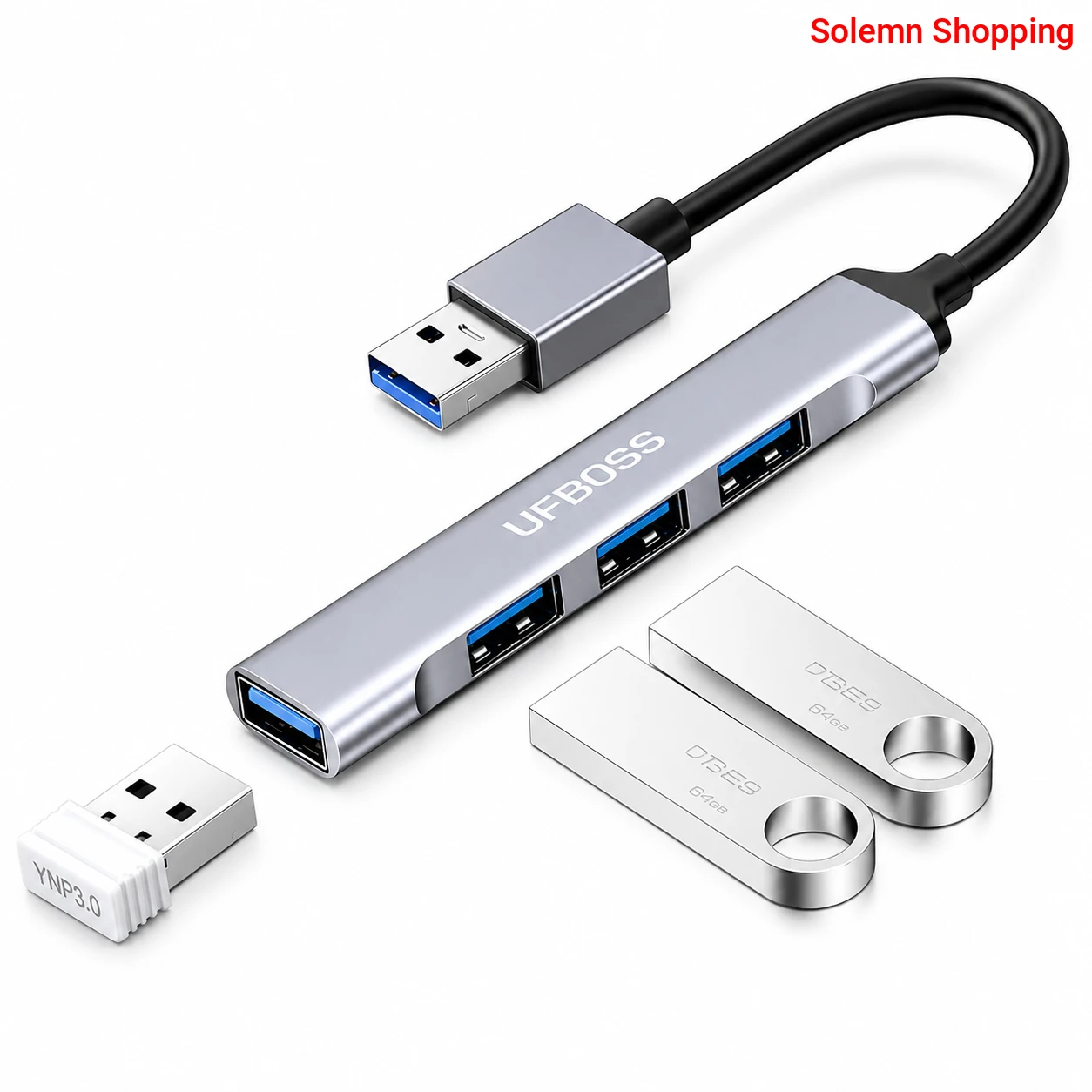 USB to 4-Port USB Hub, High-Speed USB 3.0 for Computers and Multi-Port USB Expander