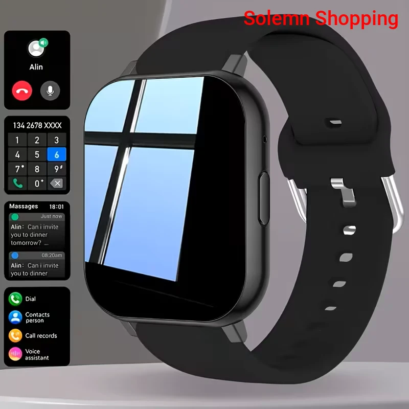 New Smart Watch Compatible with Iphone and Android, USB Charging, Silicone Strap, Smart Interconnection